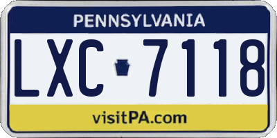 PA license plate LXC7118