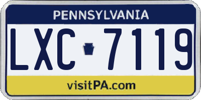 PA license plate LXC7119