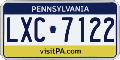 PA license plate LXC7122