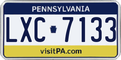 PA license plate LXC7133