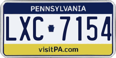 PA license plate LXC7154