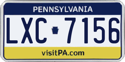 PA license plate LXC7156