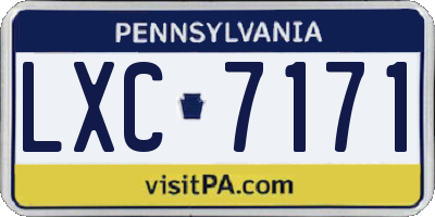PA license plate LXC7171