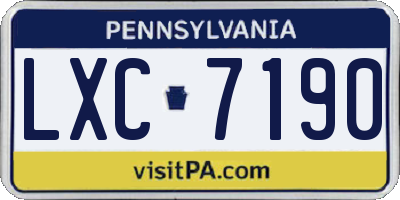PA license plate LXC7190