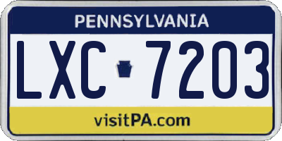 PA license plate LXC7203