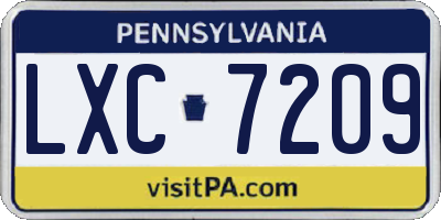 PA license plate LXC7209