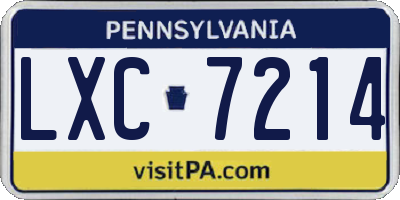 PA license plate LXC7214