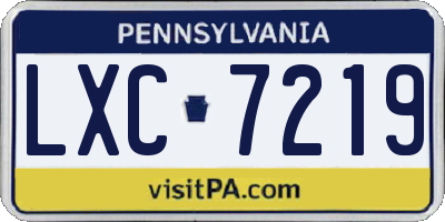 PA license plate LXC7219