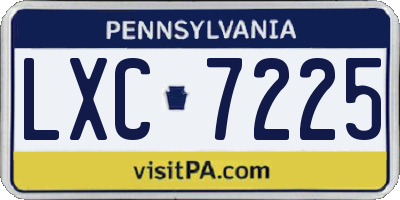 PA license plate LXC7225
