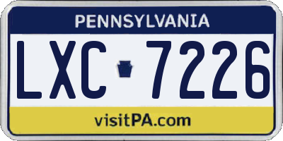 PA license plate LXC7226