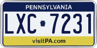 PA license plate LXC7231