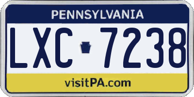 PA license plate LXC7238