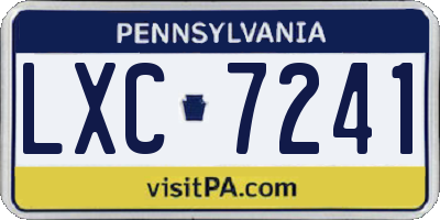PA license plate LXC7241