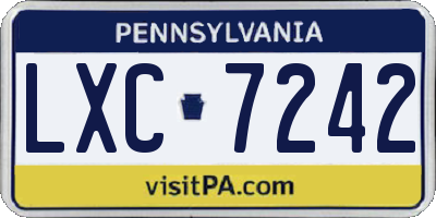 PA license plate LXC7242