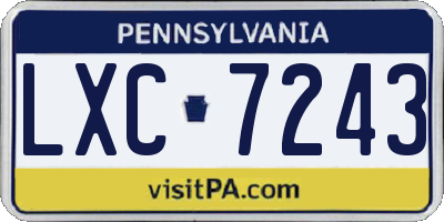 PA license plate LXC7243