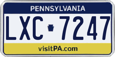 PA license plate LXC7247