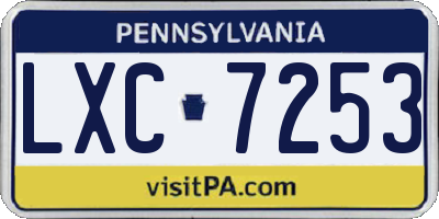 PA license plate LXC7253