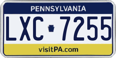 PA license plate LXC7255