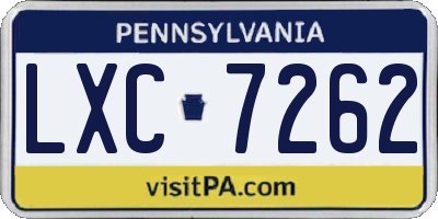 PA license plate LXC7262