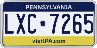 PA license plate LXC7265