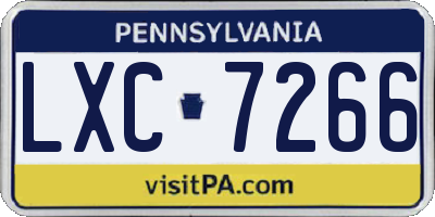 PA license plate LXC7266