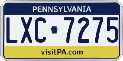 PA license plate LXC7275