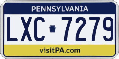 PA license plate LXC7279