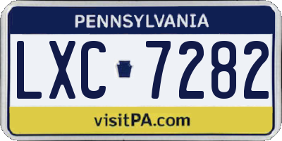PA license plate LXC7282