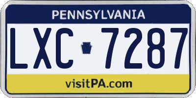 PA license plate LXC7287
