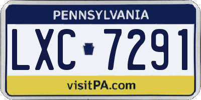 PA license plate LXC7291