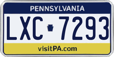 PA license plate LXC7293