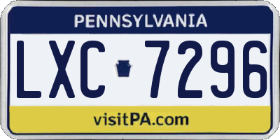PA license plate LXC7296