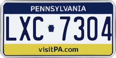 PA license plate LXC7304