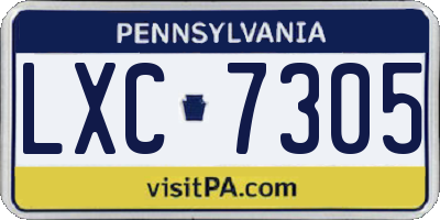 PA license plate LXC7305
