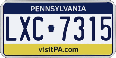 PA license plate LXC7315
