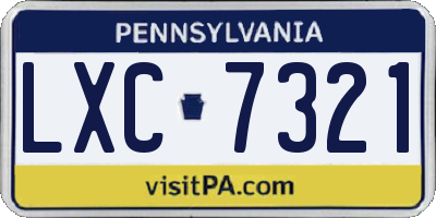 PA license plate LXC7321