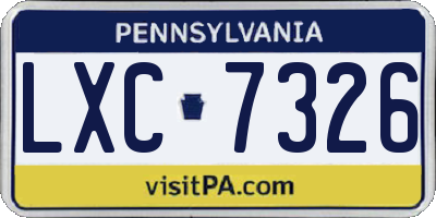 PA license plate LXC7326