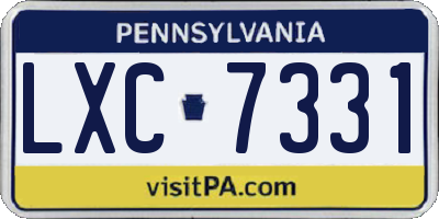 PA license plate LXC7331