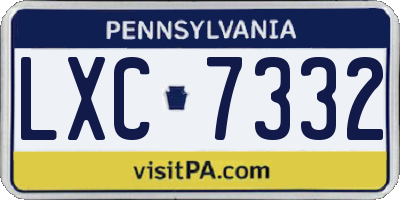PA license plate LXC7332