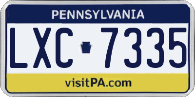 PA license plate LXC7335