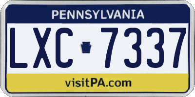 PA license plate LXC7337
