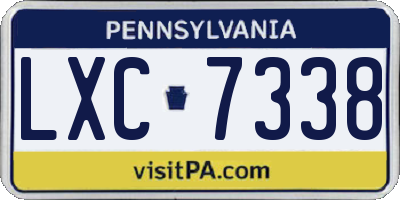 PA license plate LXC7338