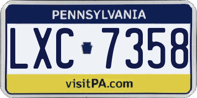 PA license plate LXC7358