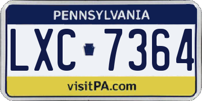 PA license plate LXC7364