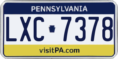 PA license plate LXC7378