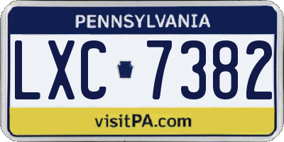 PA license plate LXC7382