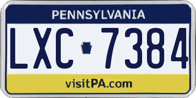 PA license plate LXC7384