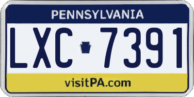 PA license plate LXC7391