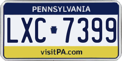 PA license plate LXC7399