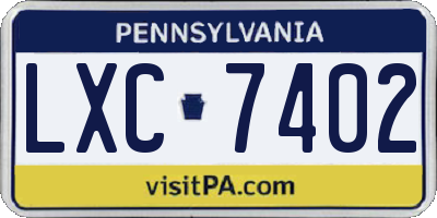 PA license plate LXC7402